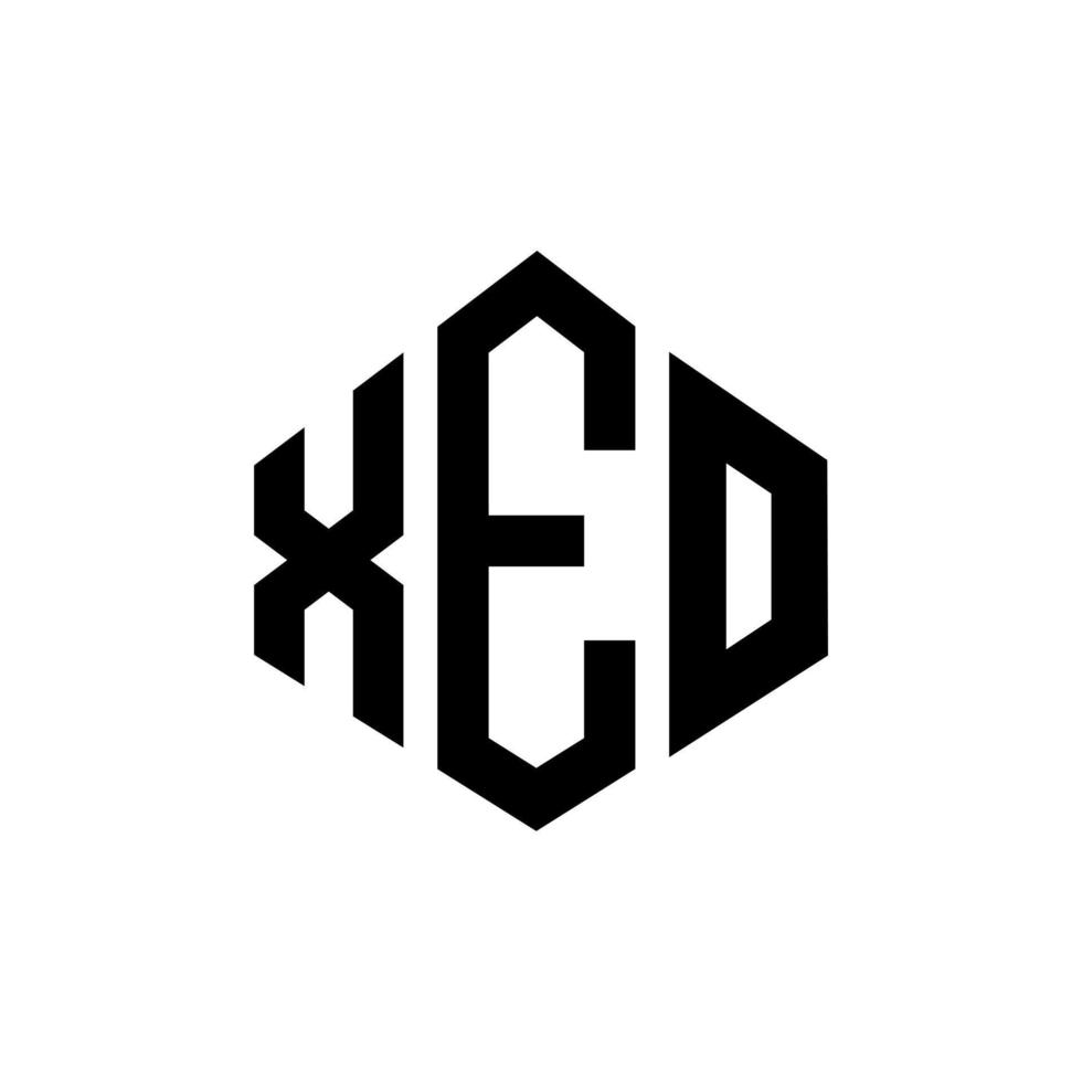 xeo letter logo-ontwerp met veelhoekvorm. xeo veelhoek en kubusvorm logo-ontwerp. xeo zeshoek vector logo sjabloon witte en zwarte kleuren. xeo-monogram, bedrijfs- en onroerendgoedlogo.