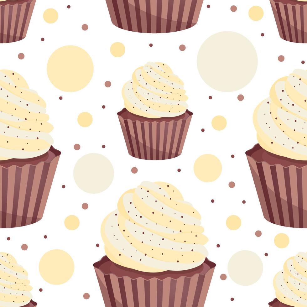 cupcake naadloos patroon. achtergrond voor geschenkdozen, inpakpapier, behang, textiel, papier, stoffen, webpagina's vector