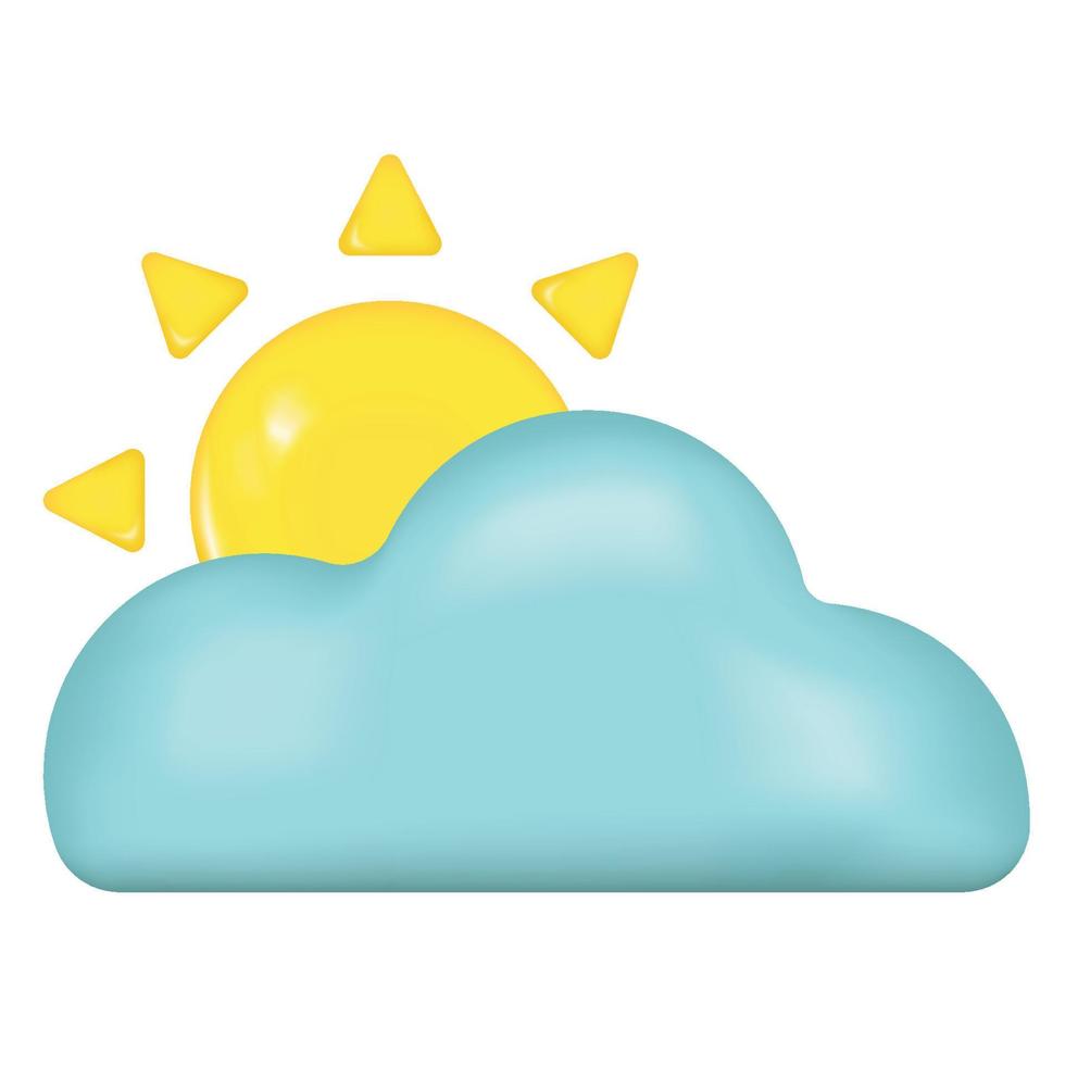 wolk met zon emoji icoon. bewolkt zonnige dag weersymbool. vector illustratie