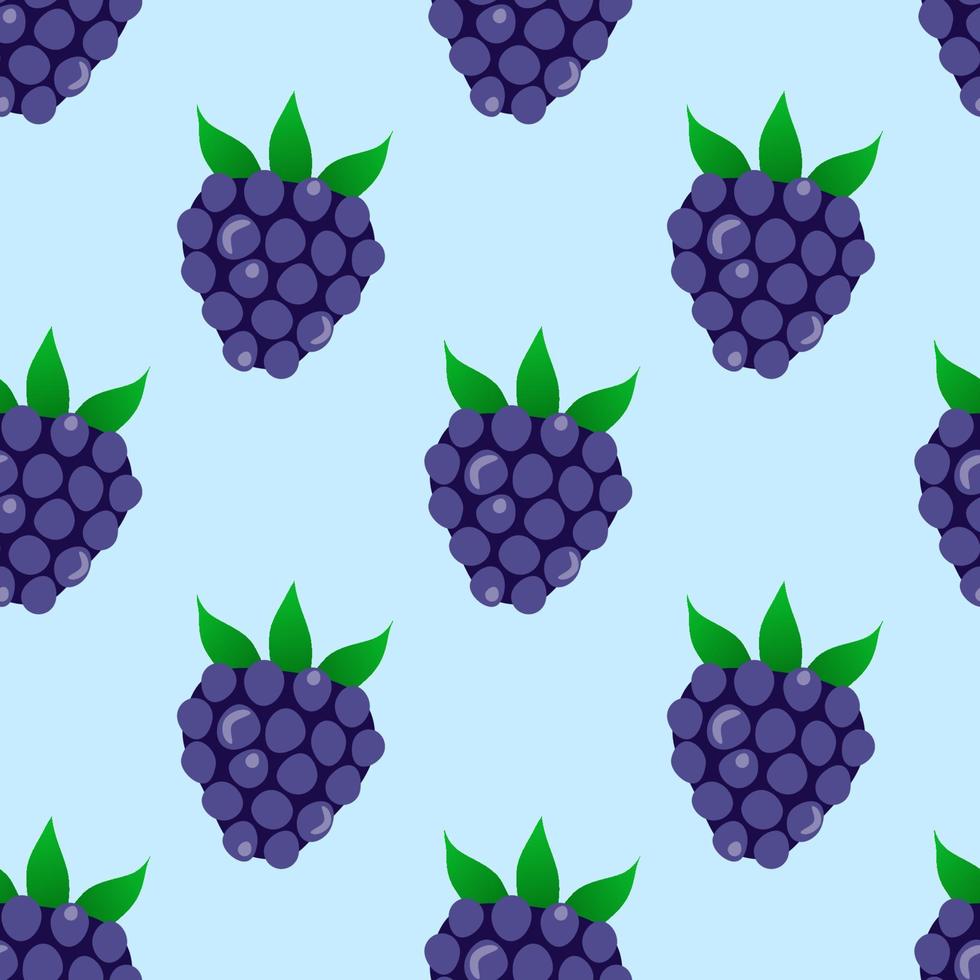 blackberry naadloze patroon op de blauwe achtergrond. zomer grafische eindeloze sieraad. vector