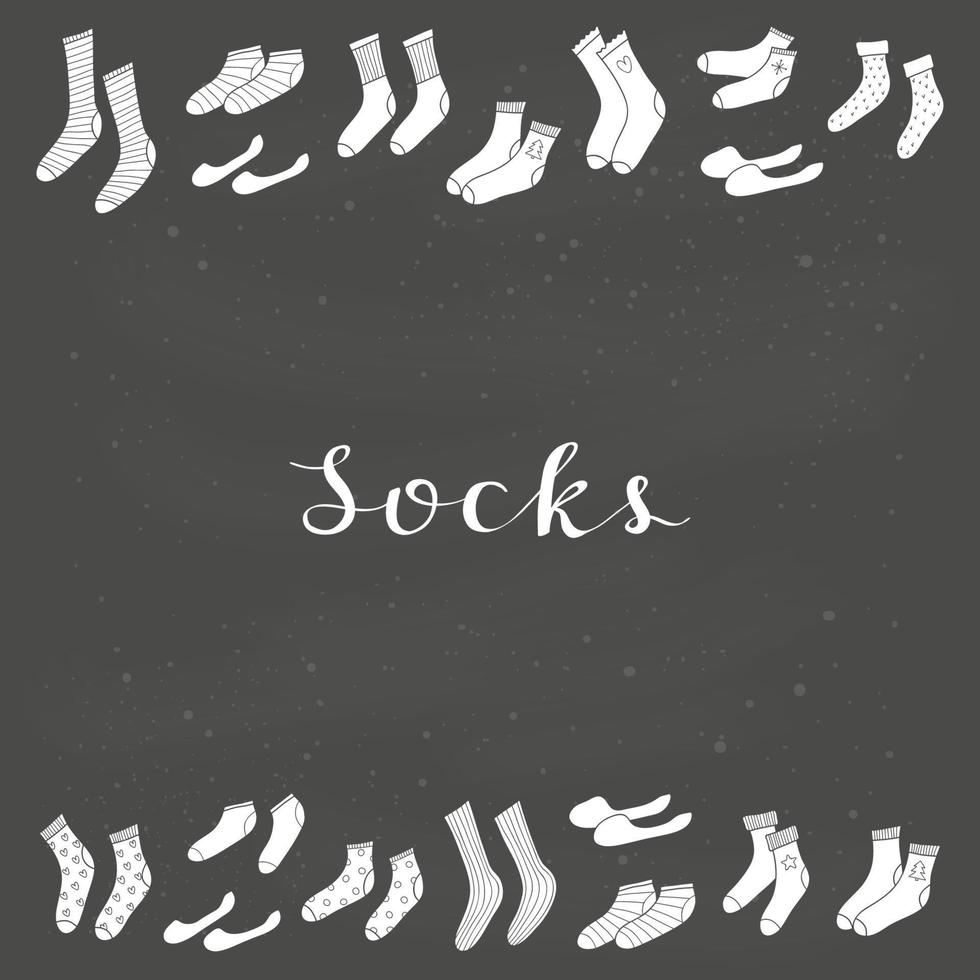 poster met doodle sokken en ruimte voor tekst. vector