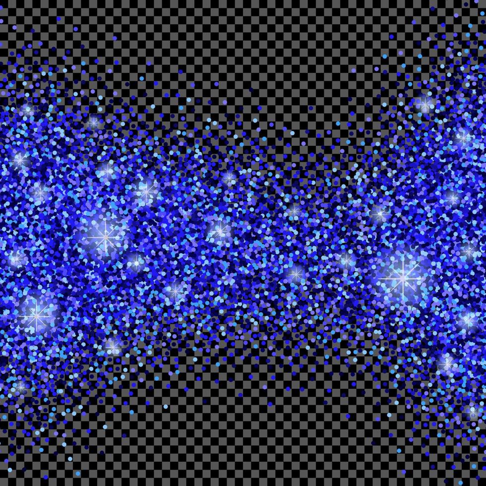 donkere transparante achtergrond met blauwe glitter sparkles of confetti. vector