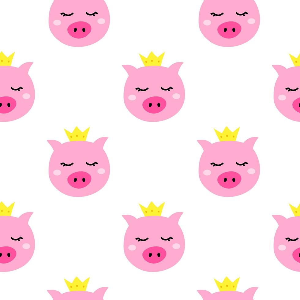 naadloze patroon met doodle roze piggy gezichten. vector