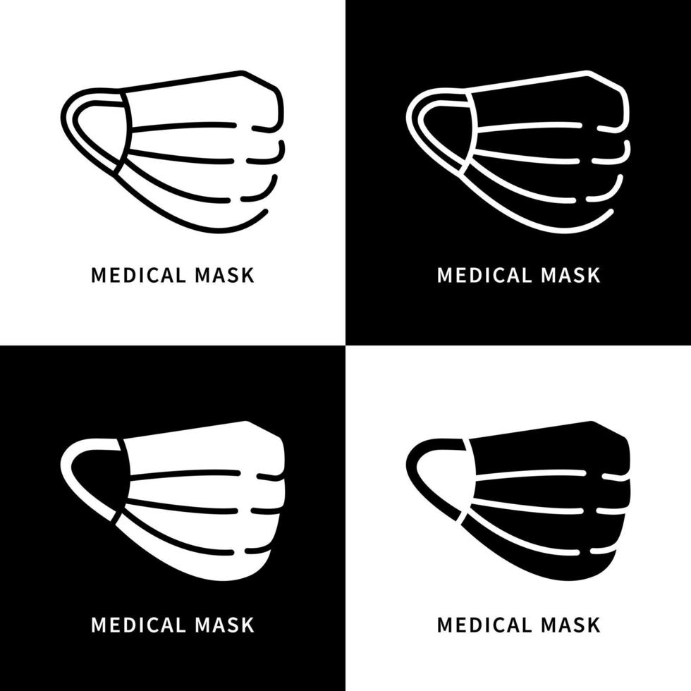 medische masker pictogram symbool illustratie. gezichtsmasker bescherming logo. preventie pandemie ontwerp vector icons set