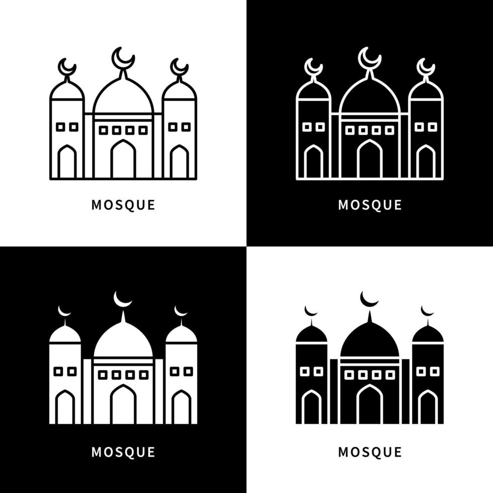 moskee gebouw pictogram logo. moslim religie landmark vector symbool illustratie