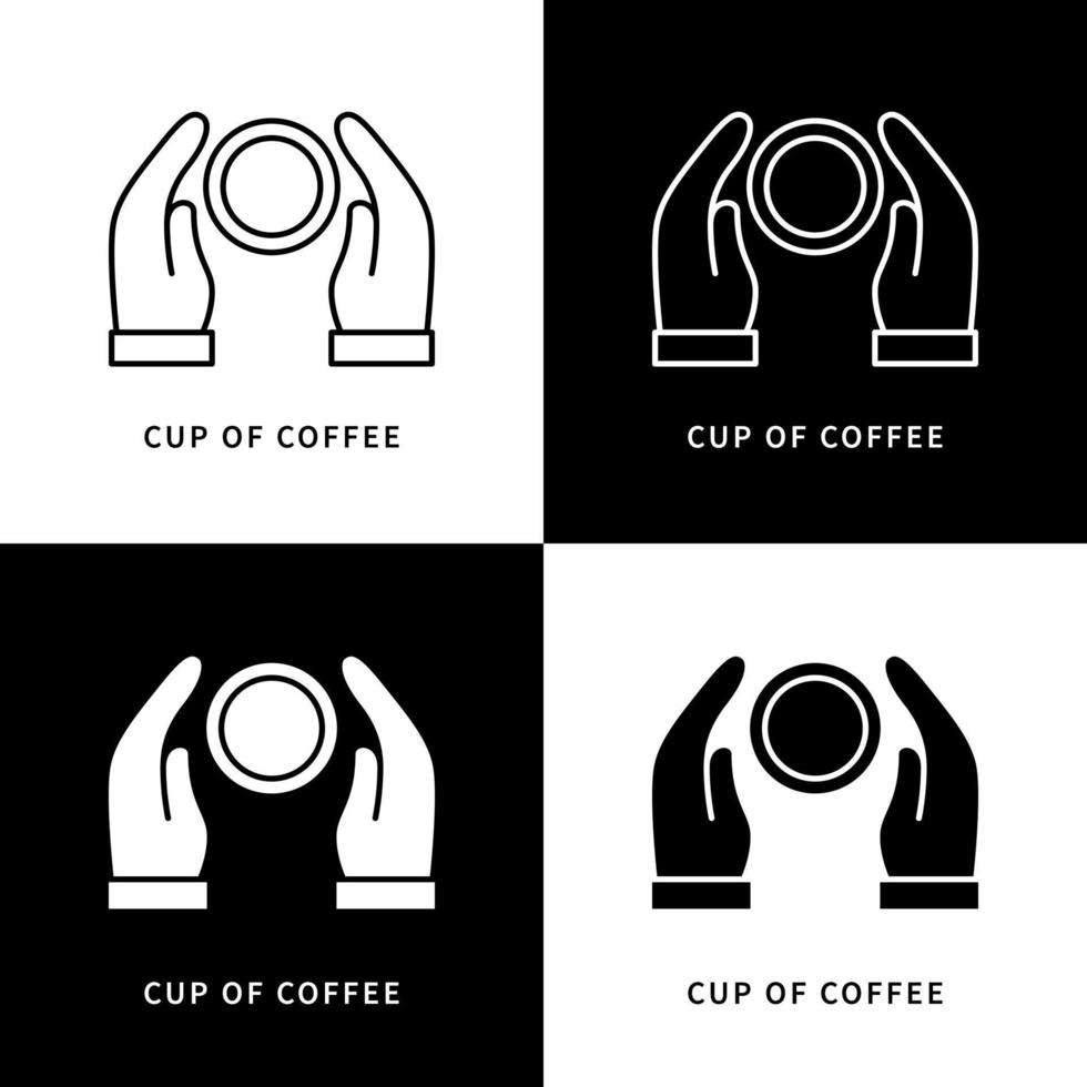 een kopje koffie pictogram logo. drink water en hand object vector symbool illustratie