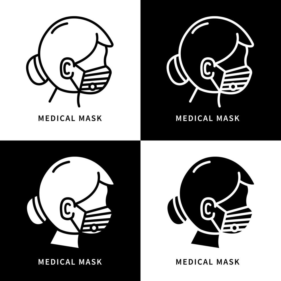 vrouw draagt medisch maskerlogo. corona virus preventie infographic ontwerp vector iconen set