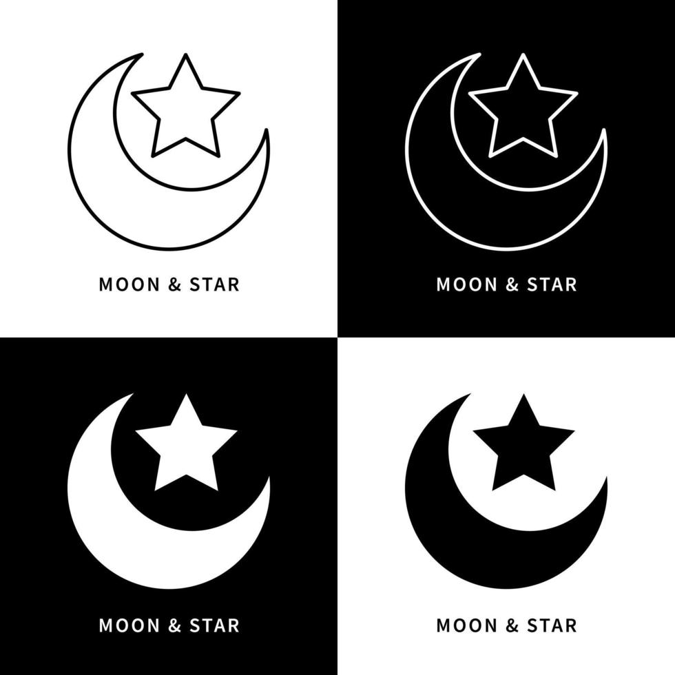 maan en ster islamitisch pictogramembleem. halve maan achtergrond vector symbool illustratie