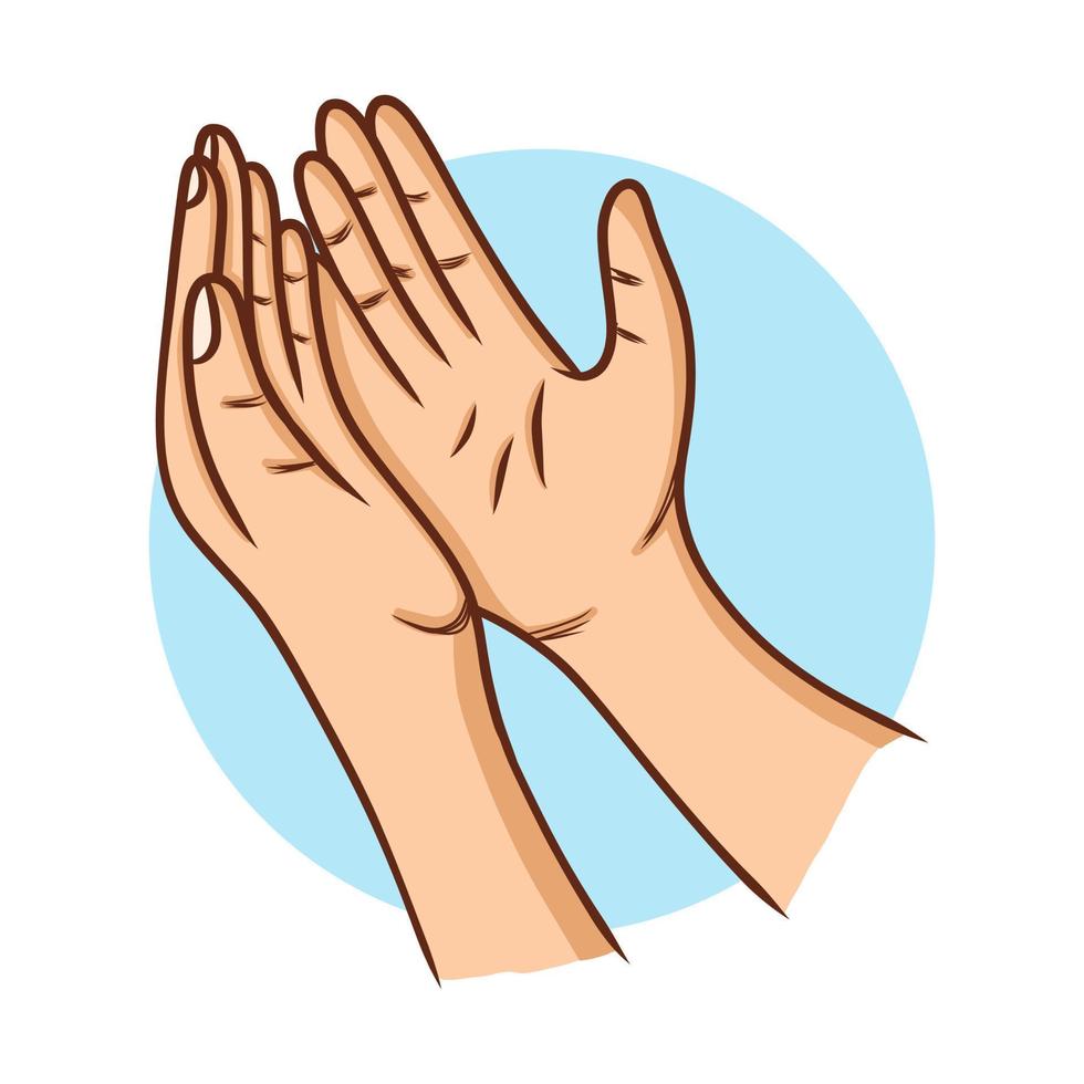 bid handgebaar icoon. spiritualiteit geloof mascotte vectorillustratie. aanbidding symbool handen logo vector