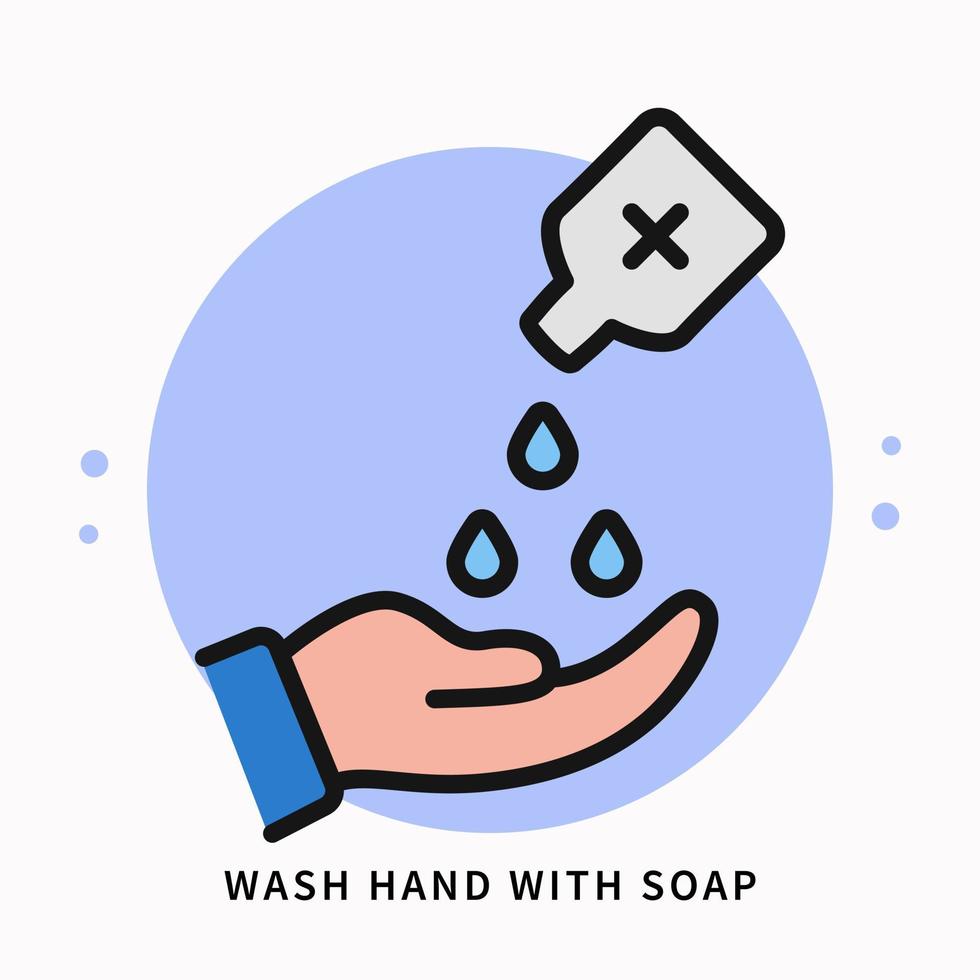 handen wassen met zeep pictogram symbool illustratie. preventie instructie logo. gezondheidszorg bescherming virus infectie ontwerp vector