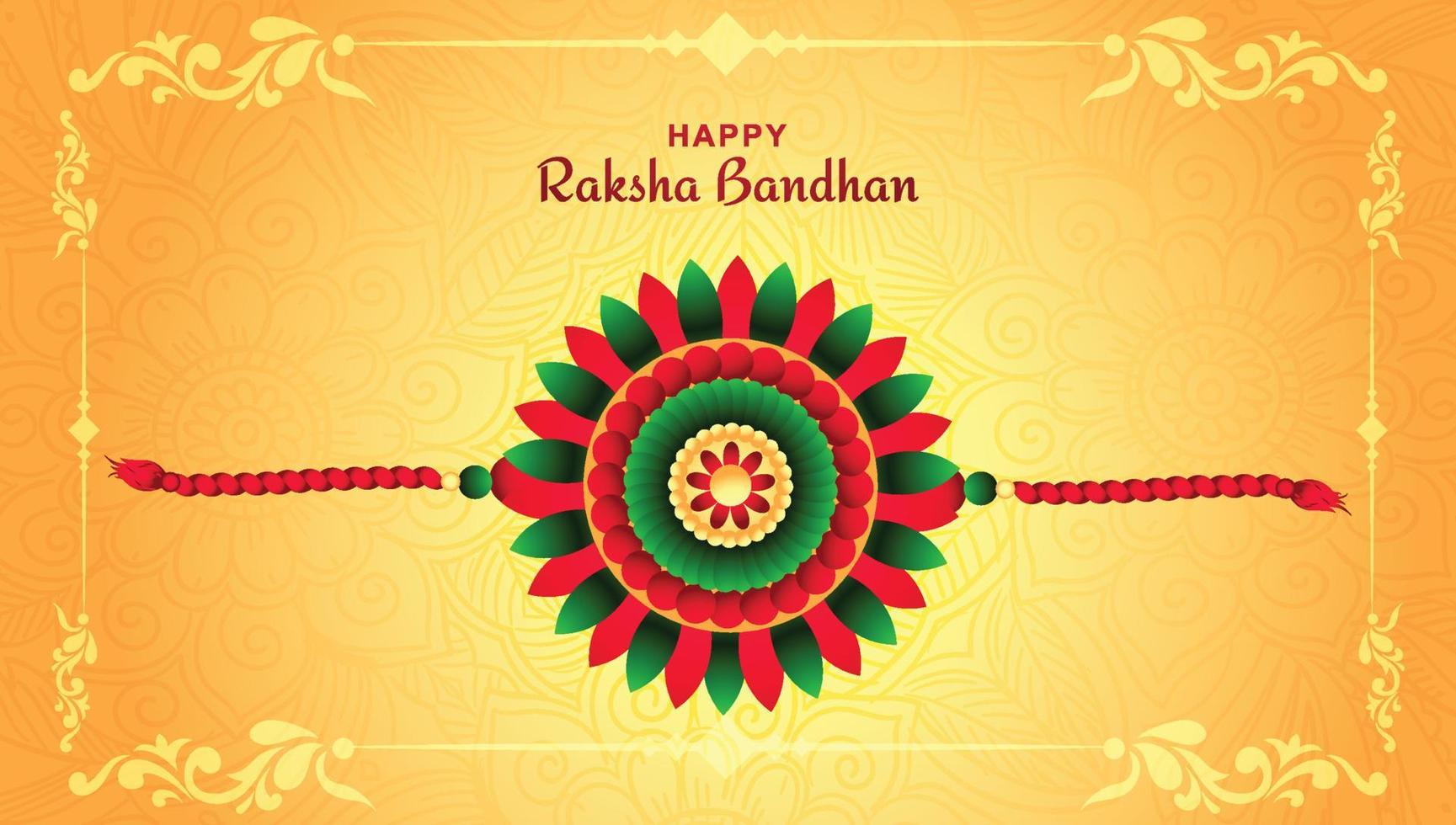 raksha bandhan festival wenskaart met golfachtergrond vector