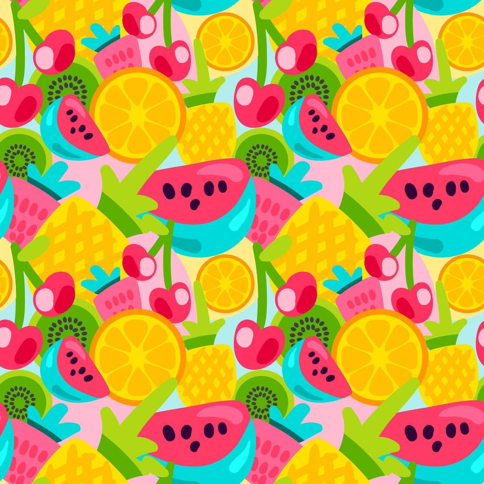 zomerfruit patronen in heldere cartoon-stijl vector