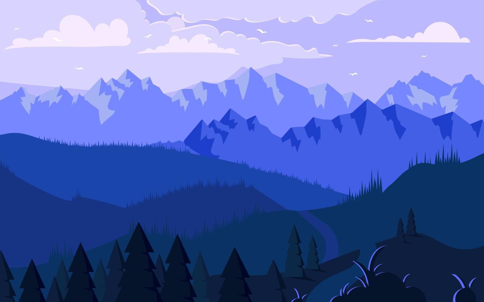 ochtend in bergen minimalistische illustratie vector