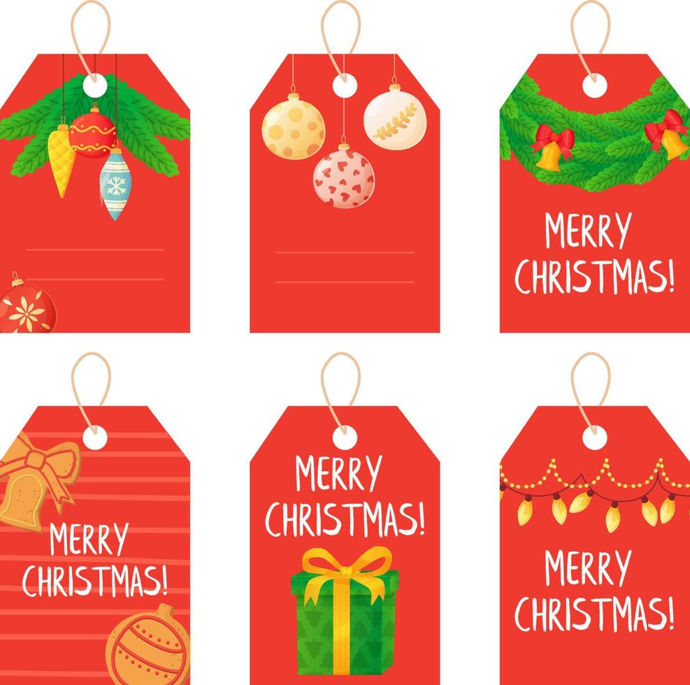 kerstcadeaulabels met decoratieve elementen vector