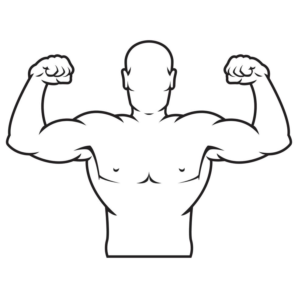 bodybuilder sterke man. omtrek silhouet. ontwerpelement. vectorillustratie geïsoleerd op een witte achtergrond. sjabloon voor boeken, stickers, posters, kaarten, kleding. vector