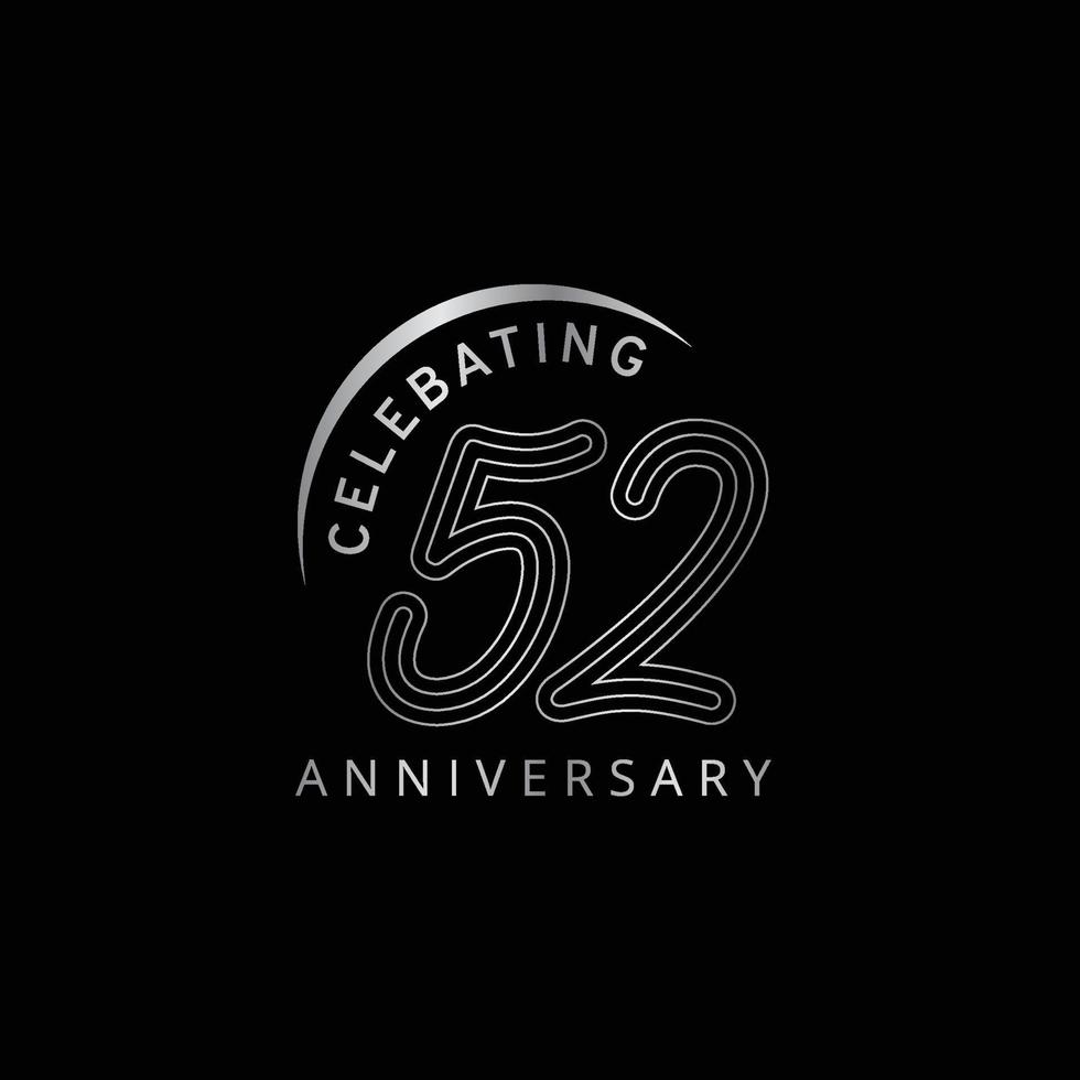 abstract 52 nummer logo, nummer 52 monogram lijnstijl, bruikbaar voor verjaardag, zakelijke en tech logo's, platte ontwerpsjabloon logo, vector