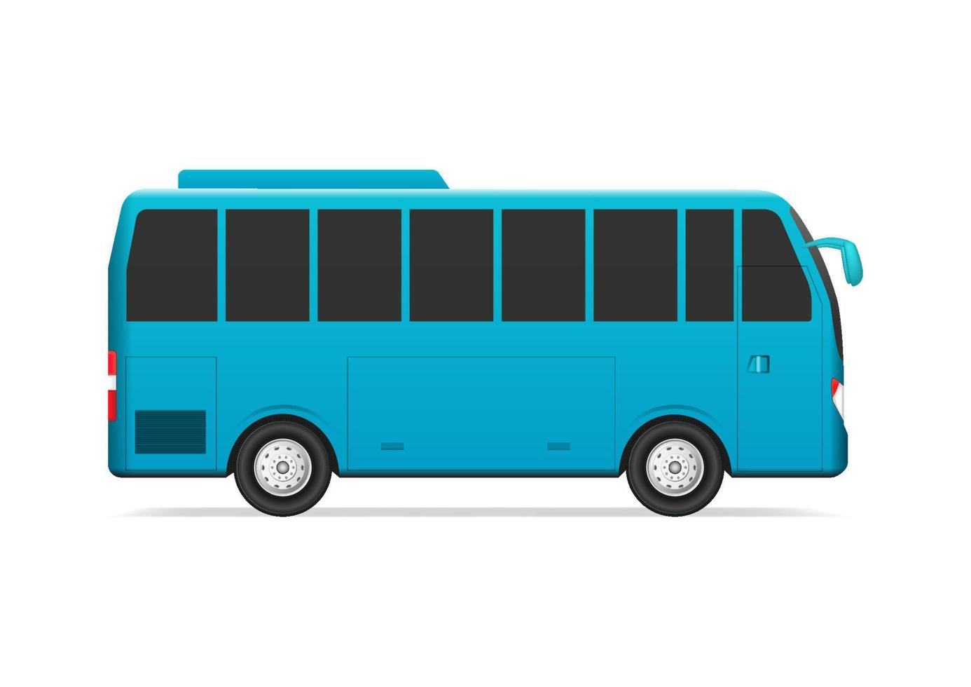 realistisch zijaanzicht van de blauwe bus vector