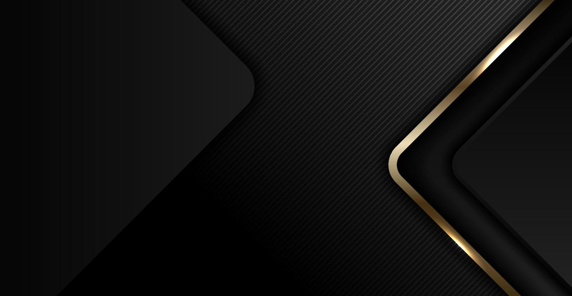 abstracte elegante banner web goud en zwart glanzend vierkant rond op donkere achtergrond luxe stijl vector