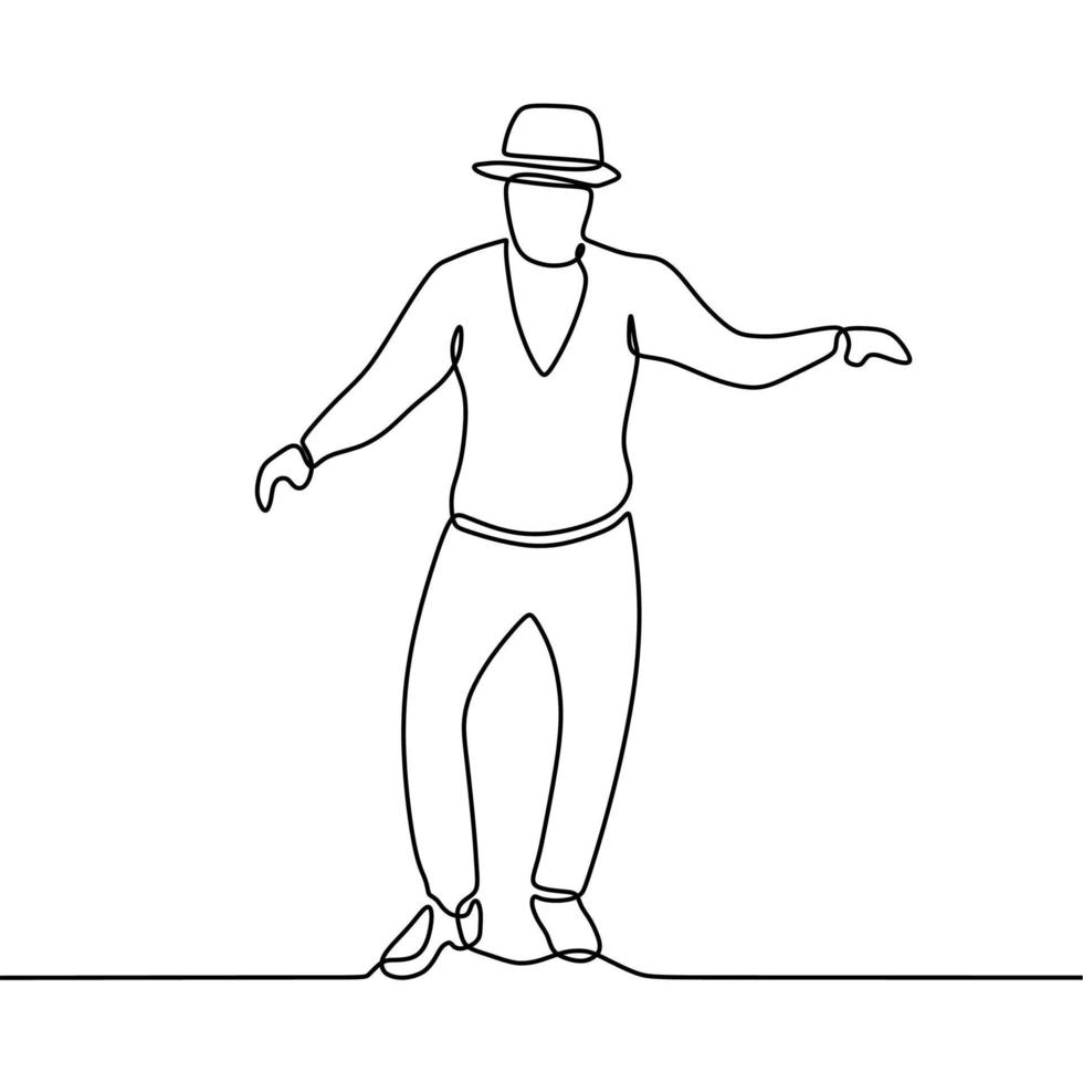 doorlopende lijntekening op iemand danst vector