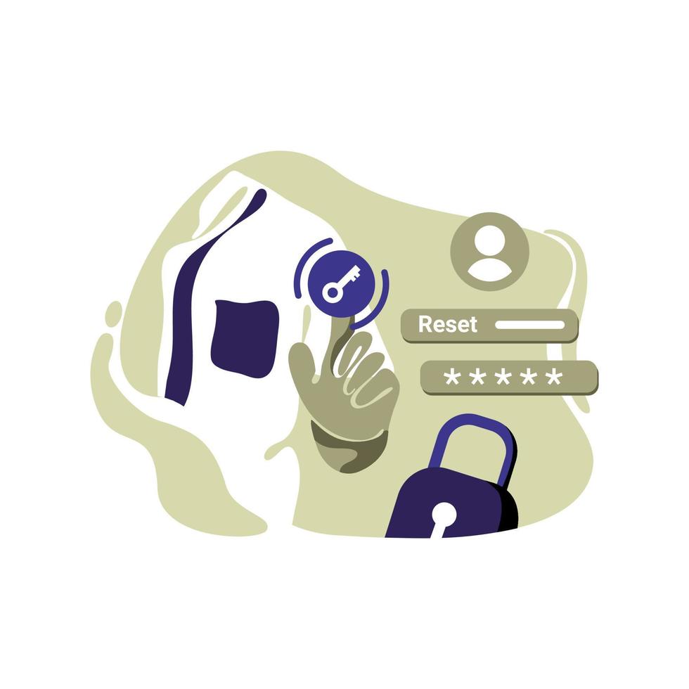 vergeten wachtwoord reset pictogram illustratie vector voor website mobiele app, concept man raken sleutel perfect voor ui ux, project, bestemmingspagina web, brochure, reclame, flayer