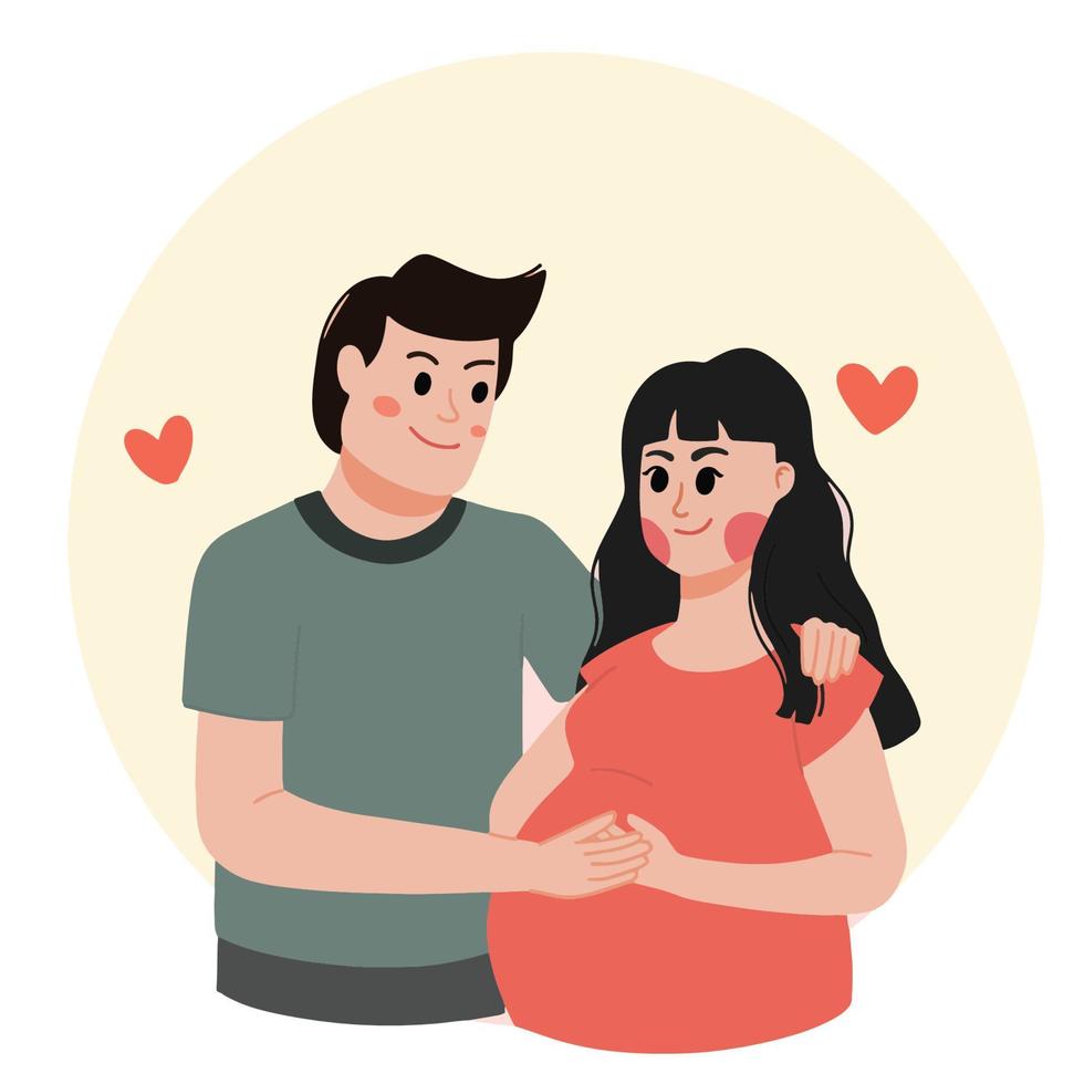 een portret van een zwangere vrouw met haar verliefde man illustratie vector