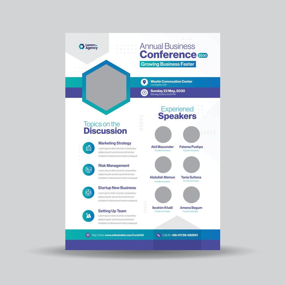 conferentie flyer ontwerp, digitale marketing webinar, corporate business meetup flyer ontwerp vector
