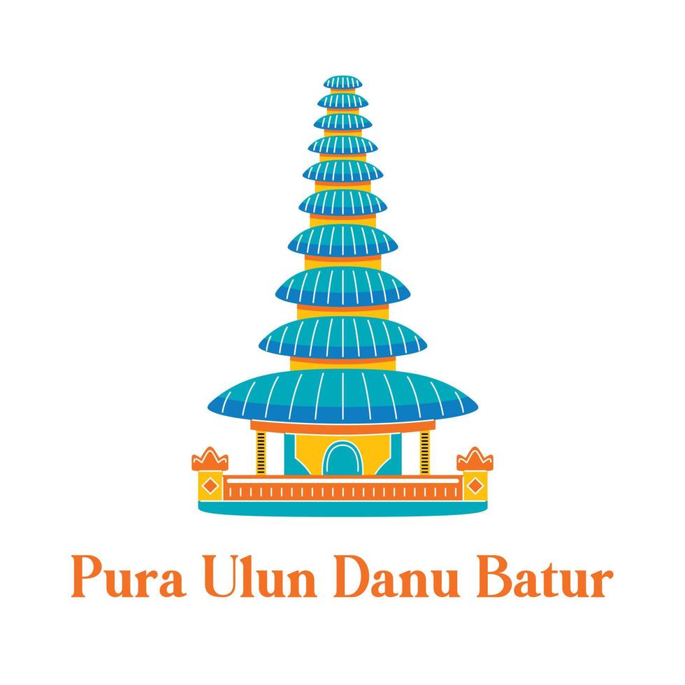 pura ulun danu batur in platte ontwerpstijl vector