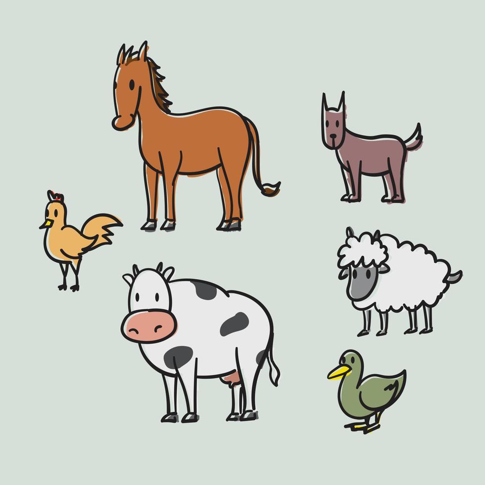 schattig illustratiepakket voor boerderijdieren vector