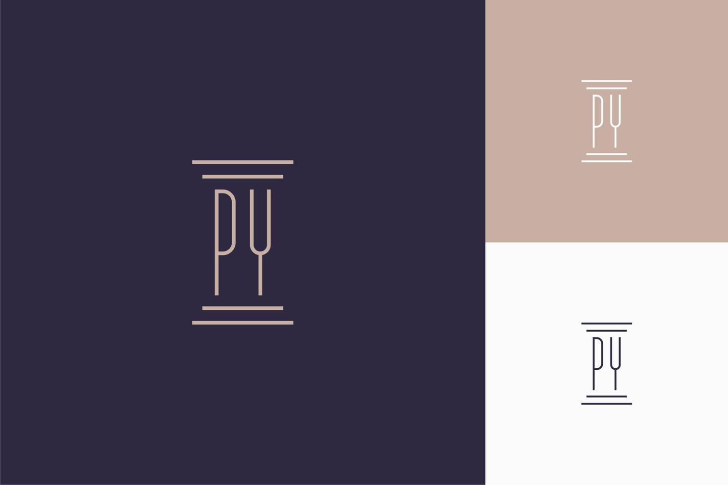 py monogram initialen ontwerp voor advocatenkantoor logo vector