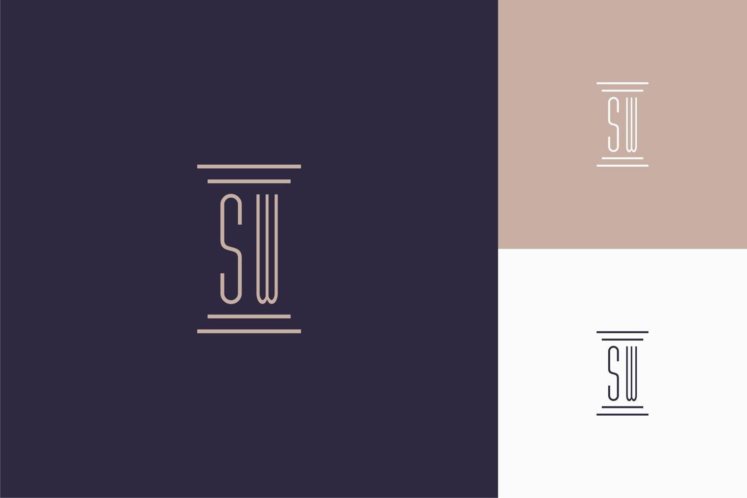 SW monogram initialen ontwerp voor advocatenkantoor logo vector