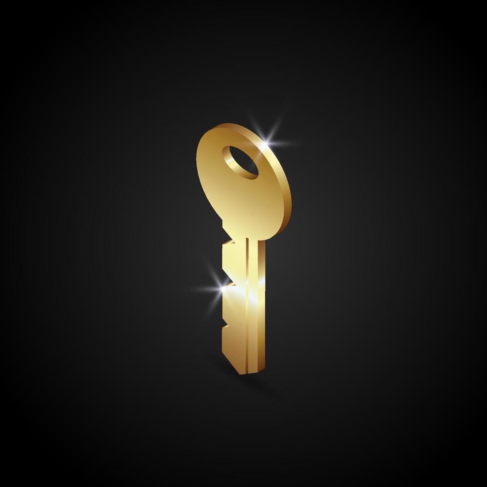luxe gouden sleutel vectorillustratie. het sleutelsymbool. sleutel icoon. vector