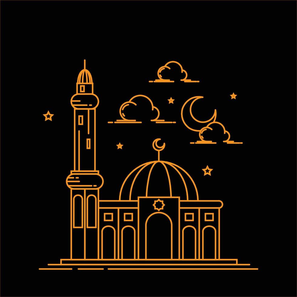 moskee icoon. moskee vector ontwerp illustratie. moskee islamitisch symbool. moskee eenvoudige lijntekeningen.