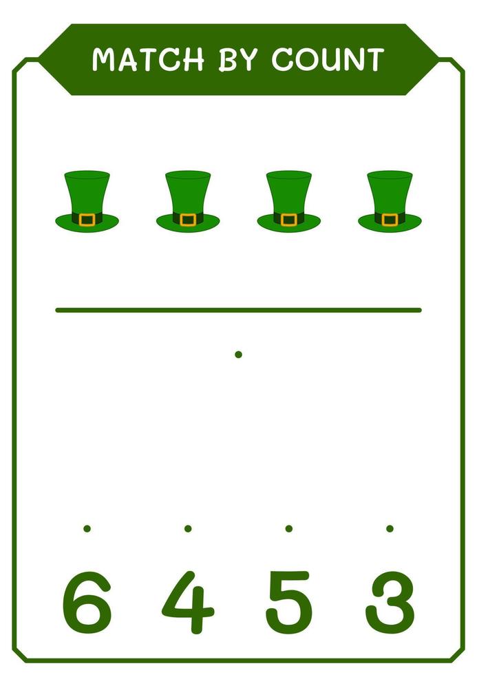 wedstrijd door telling van st. patrick's day hoed, spel voor kinderen. vectorillustratie, afdrukbaar werkblad vector