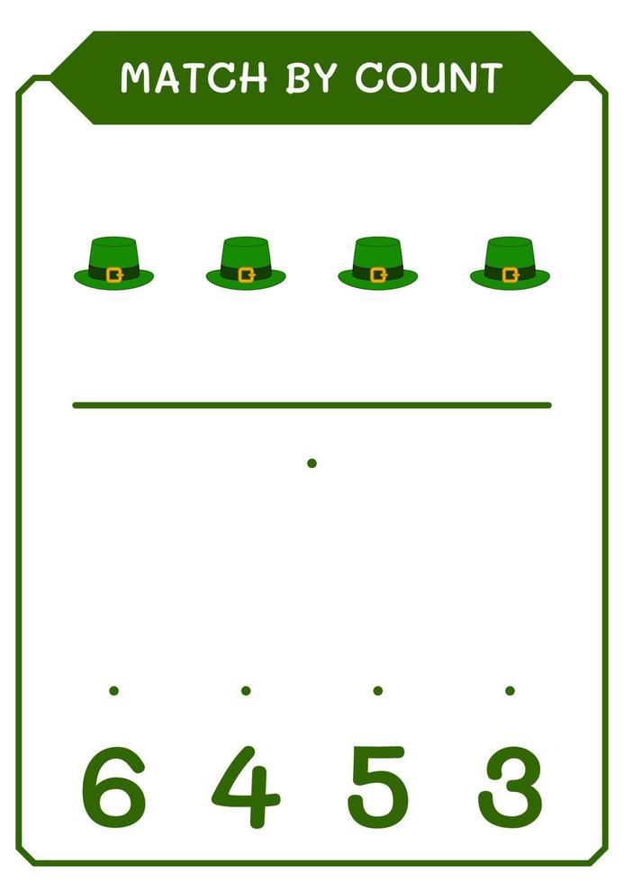 wedstrijd door telling van st. patrick's day hoed, spel voor kinderen. vectorillustratie, afdrukbaar werkblad vector