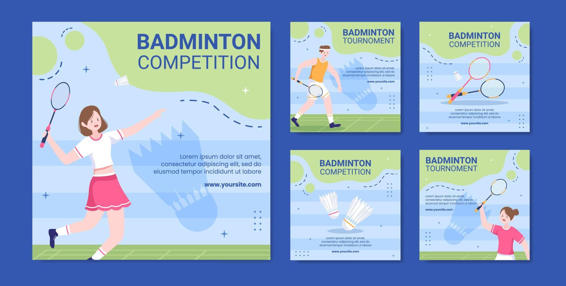 badminton sport concurrentie sociale media post sjabloon cartoon achtergrond vectorillustratie vector