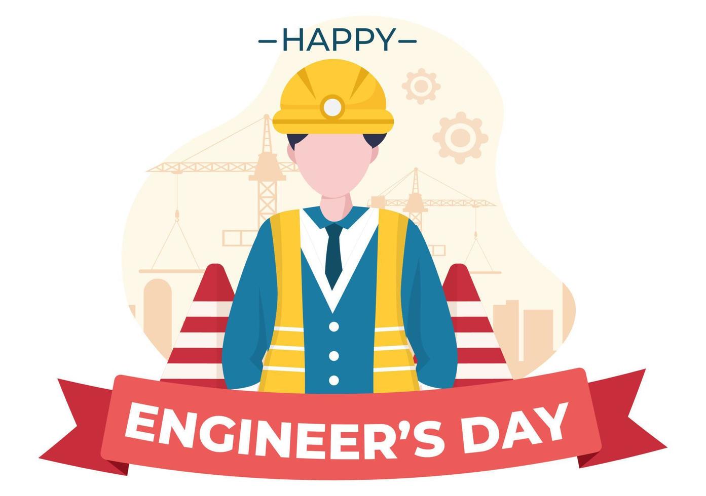 gelukkige ingenieursdag illustratie herdenkingsmunt voor ingenieur vector