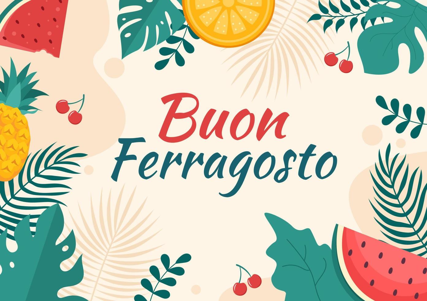 buon ferragosto Italiaans zomerfestival in strand cartoon afbeelding op feestdag gevierd op 15 augustus in vlakke stijl ontwerp vector