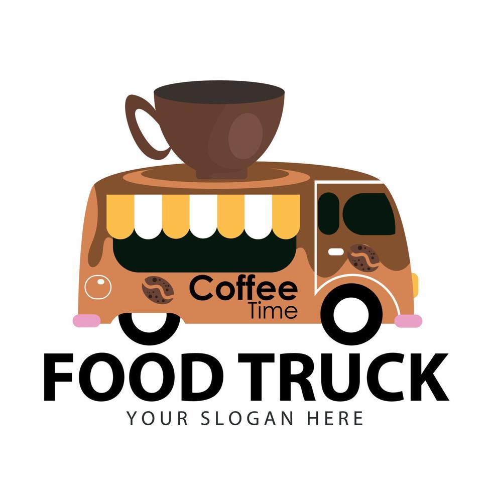 vectorillustratie van een koffie vrachtwagen geïsoleerd op bruin. handige street food truck en coffeeshop. vector
