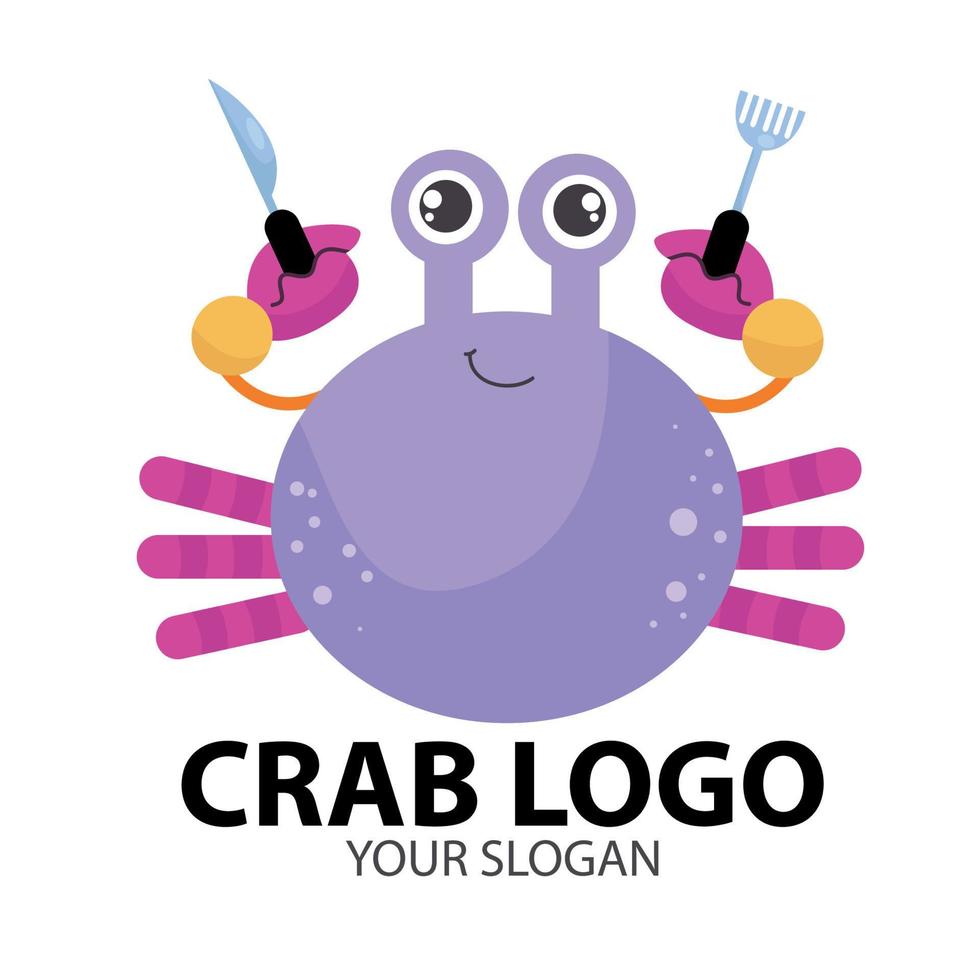 krablogo met lepel en mes. logo vector pictogram ontwerp illustratie