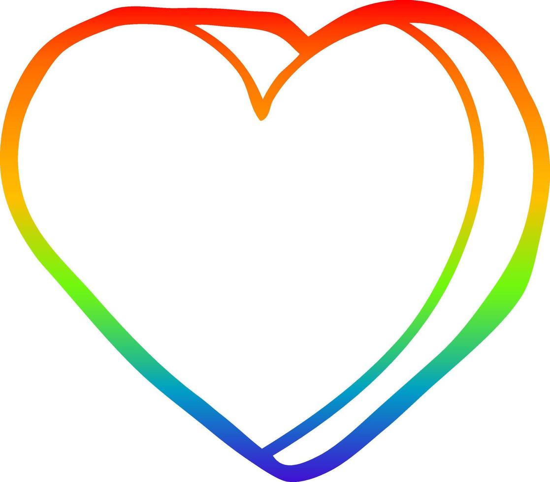 regenboog gradiënt lijntekening cartoon liefde hart vector