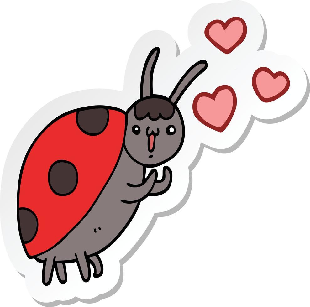 sticker van een schattig verliefd lieveheersbeestje vector