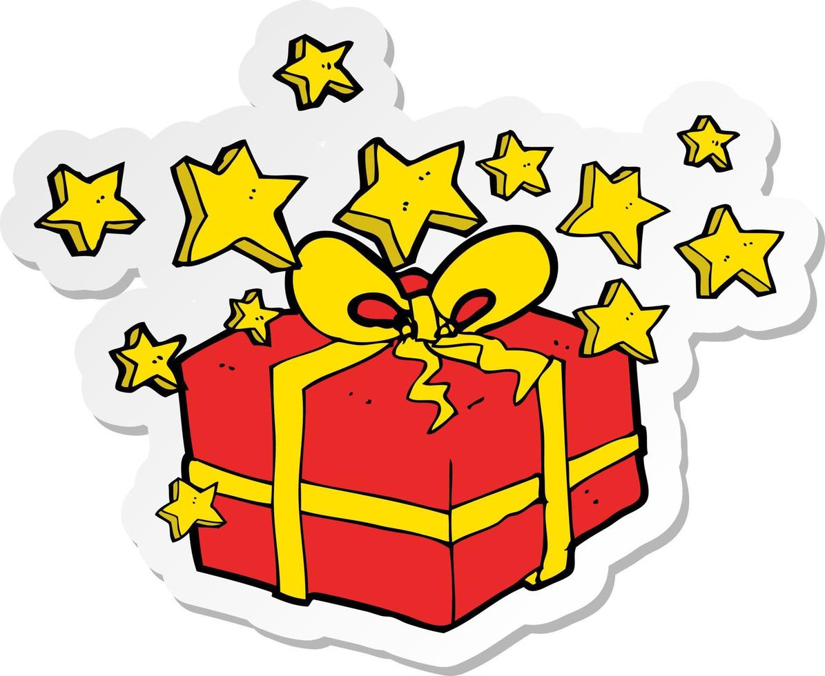 sticker van een cartoon kerstcadeau vector