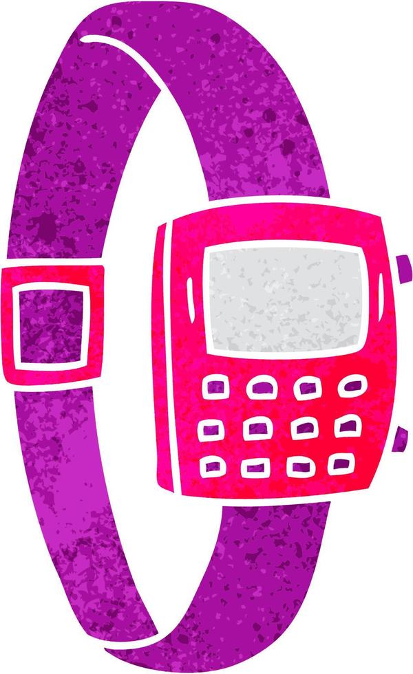 retro cartoon doodle van een retro horloge vector