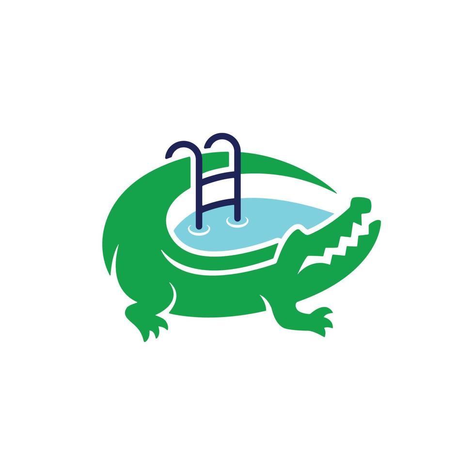 abstract zwembad krokodil avontuur logo sjabloon vector