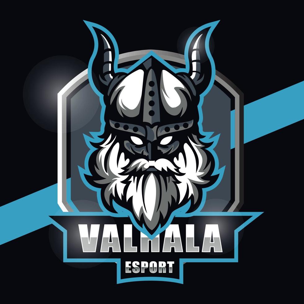 Viking hoofd mascotte logo ontwerp voor esport vector