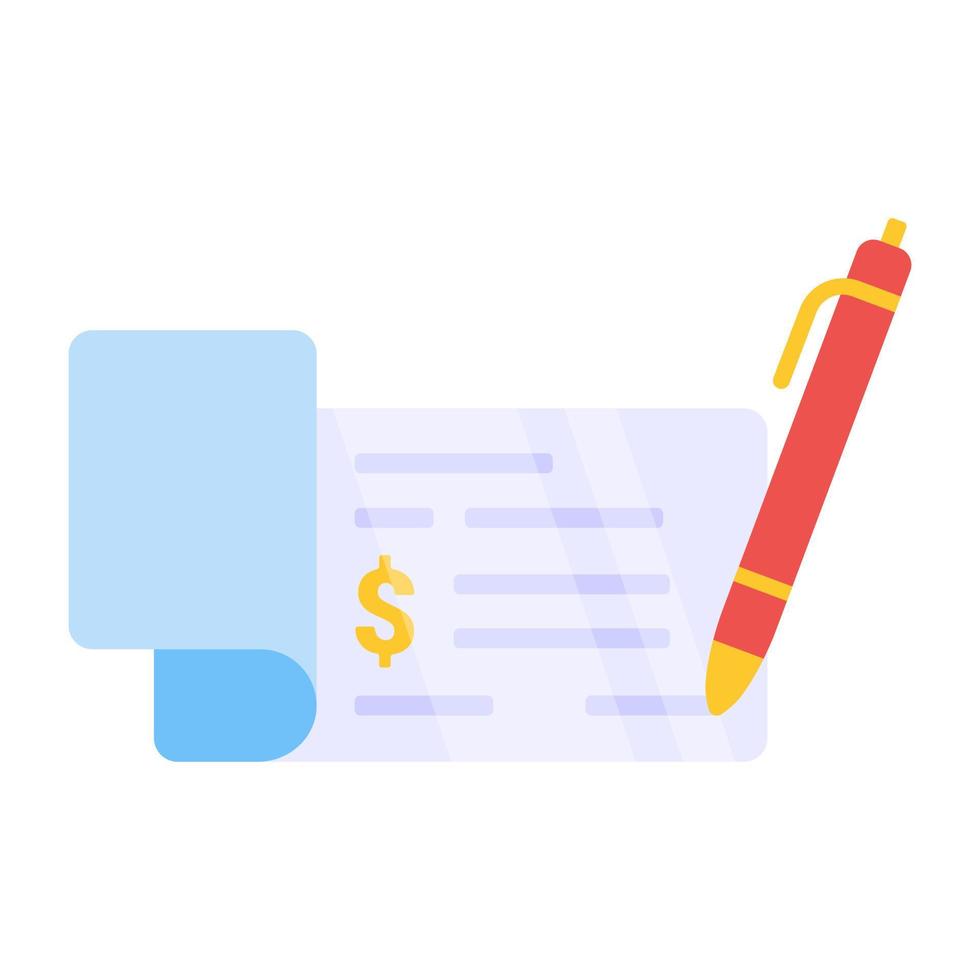 modern design icoon van het schrijven van cheque vector