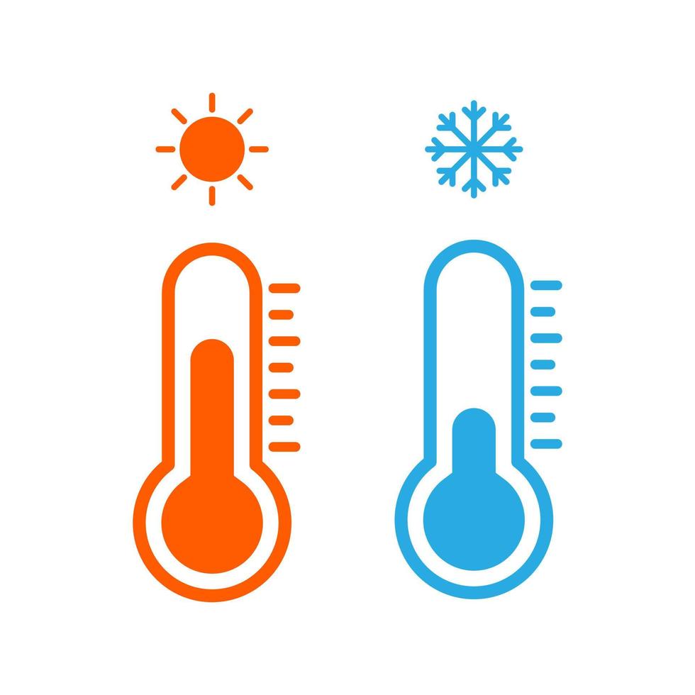 thermometer met koud en warm symbool. voor web en mobiele app icoon vector