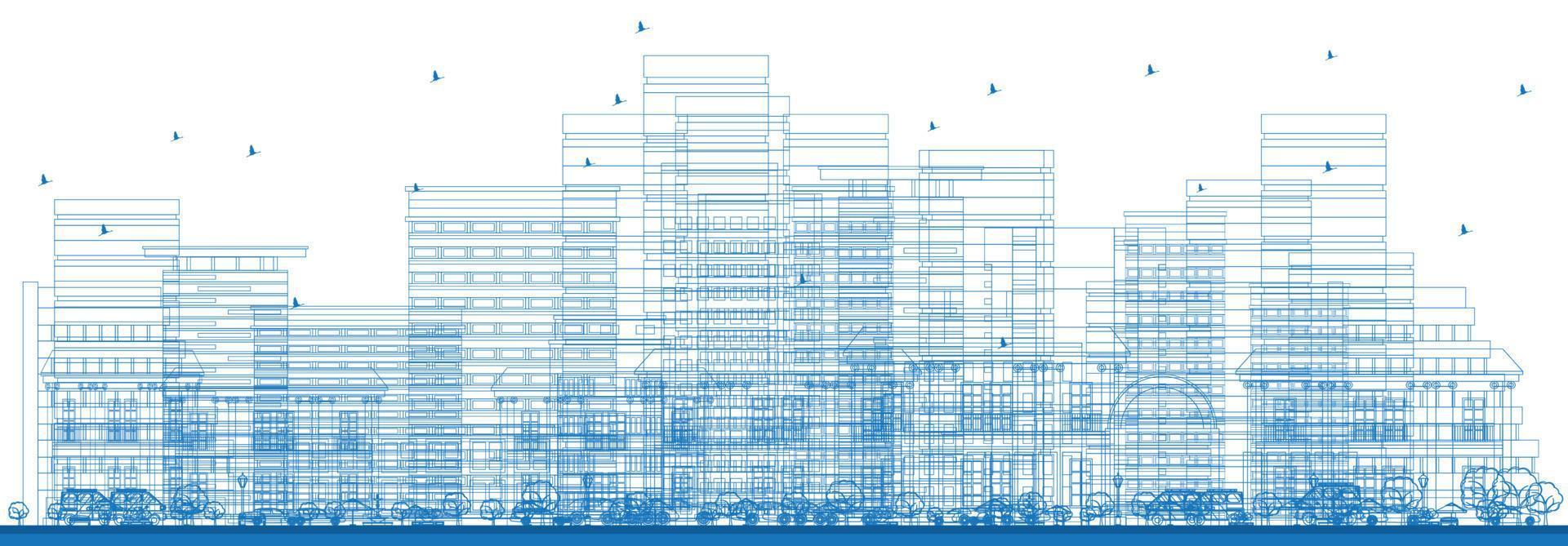 schets stad wolkenkrabbers. vectorillustratie. vector