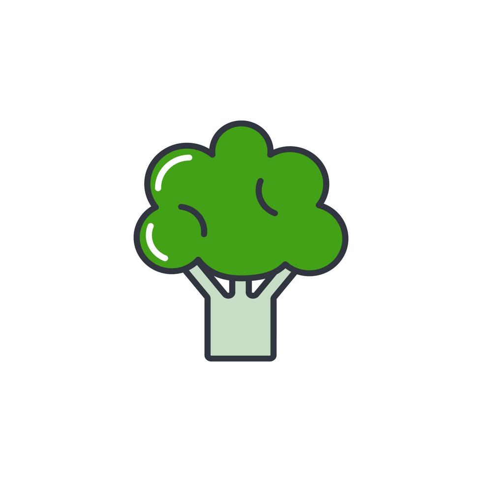 groene broccoli kleur lijn pictogram geïsoleerde vector