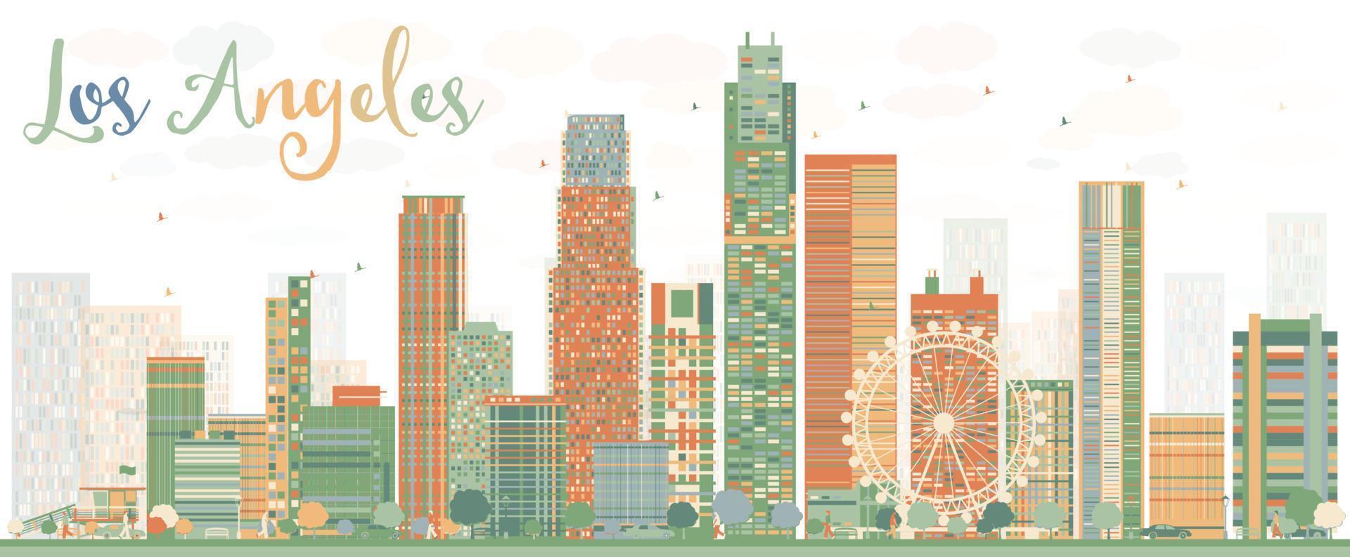 los angeles skyline met kleur gebouwen. vector